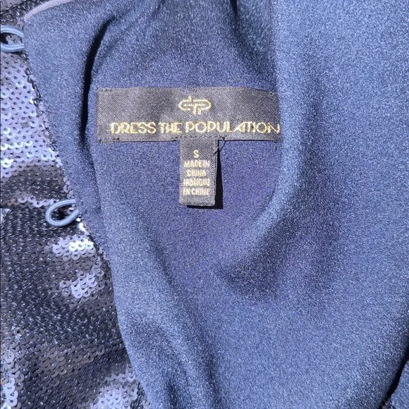 Dress the Population ladies Jean sequin long sleeve Dress in Navy. Small. NWT - Picture 10 of 12